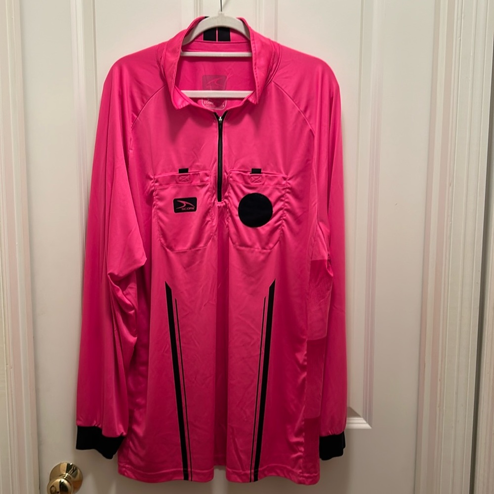 Pink men’s soccer referee shirt by Score(new style)